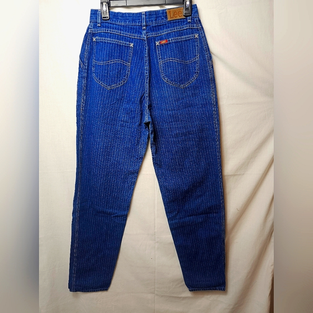 Vintage 90s Lee Blue Pinstripe Denim Jeans Size 28
